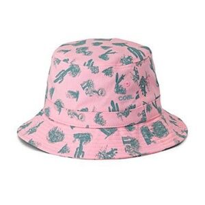 Coal Headwear Cotton Cactus Tree Shrub Bucket Hat Size M in Pink and Green